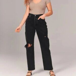 Abercrombie & Fitch Black Distressed Vintage Jeans THE DAD High Rise